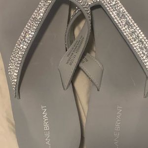 Lane Bryant Grey sequin platform flip flops